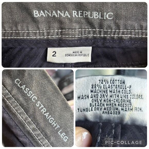 Banana Republic Gray Jeans Women’s Size 2 Classic Straight Leg Distressed Hem - Picture 8 of 9